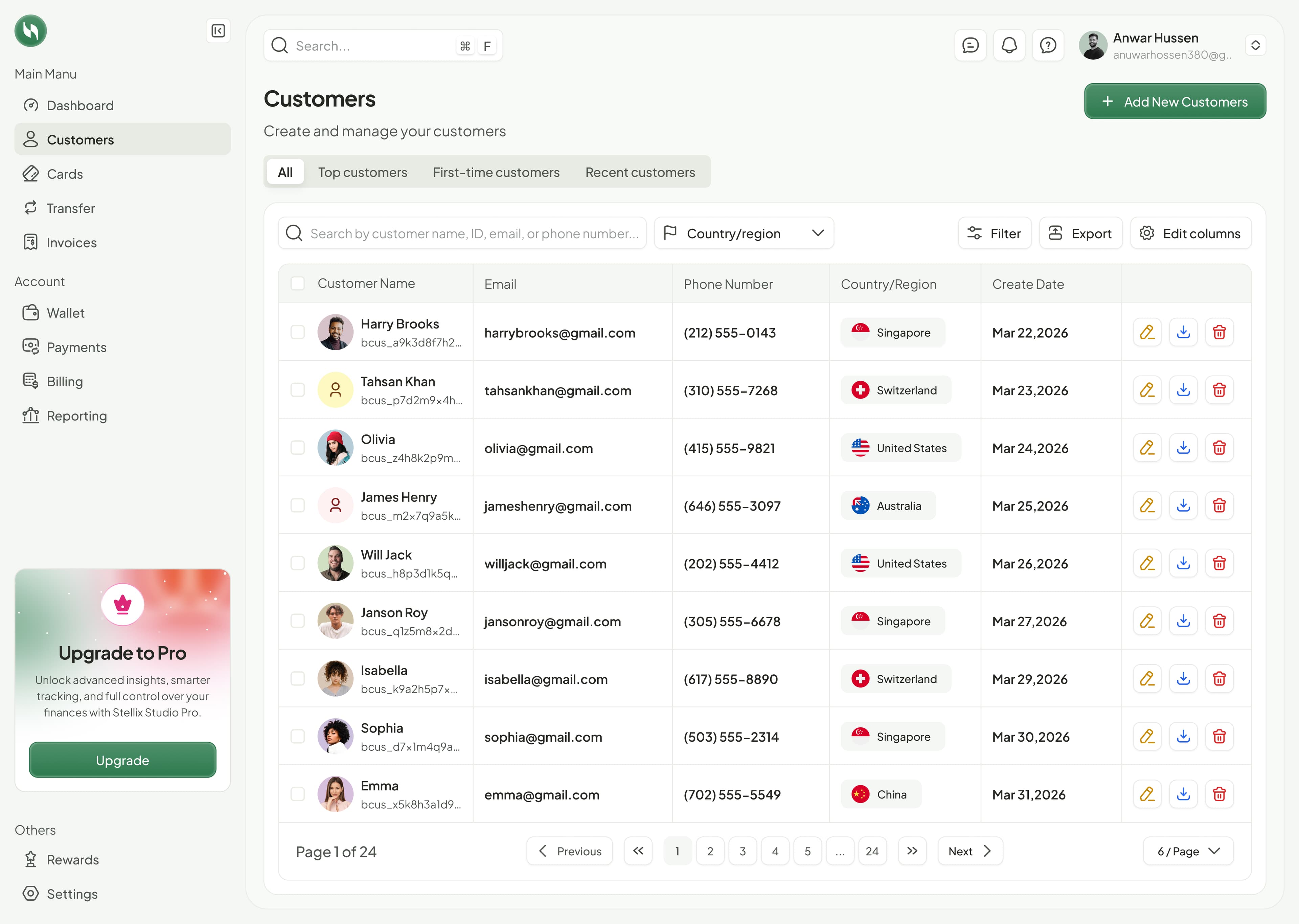 Payment Processing Platform customer management workspace