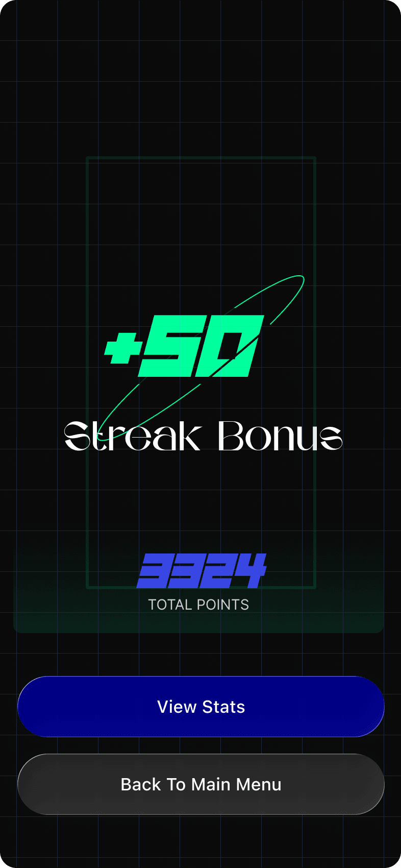 Token Conviction streak bonus with total points and View Stats action