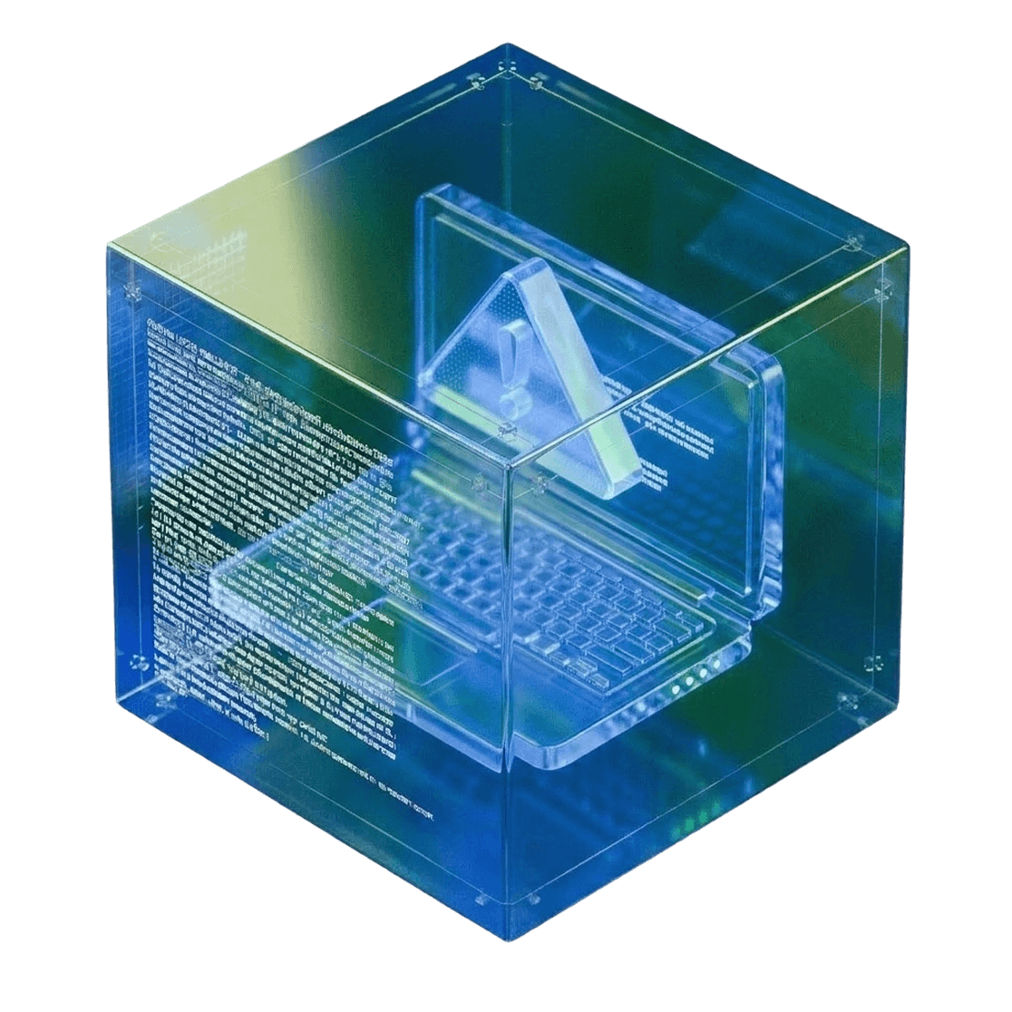 Transparent secure platform cube with an illuminated lock
