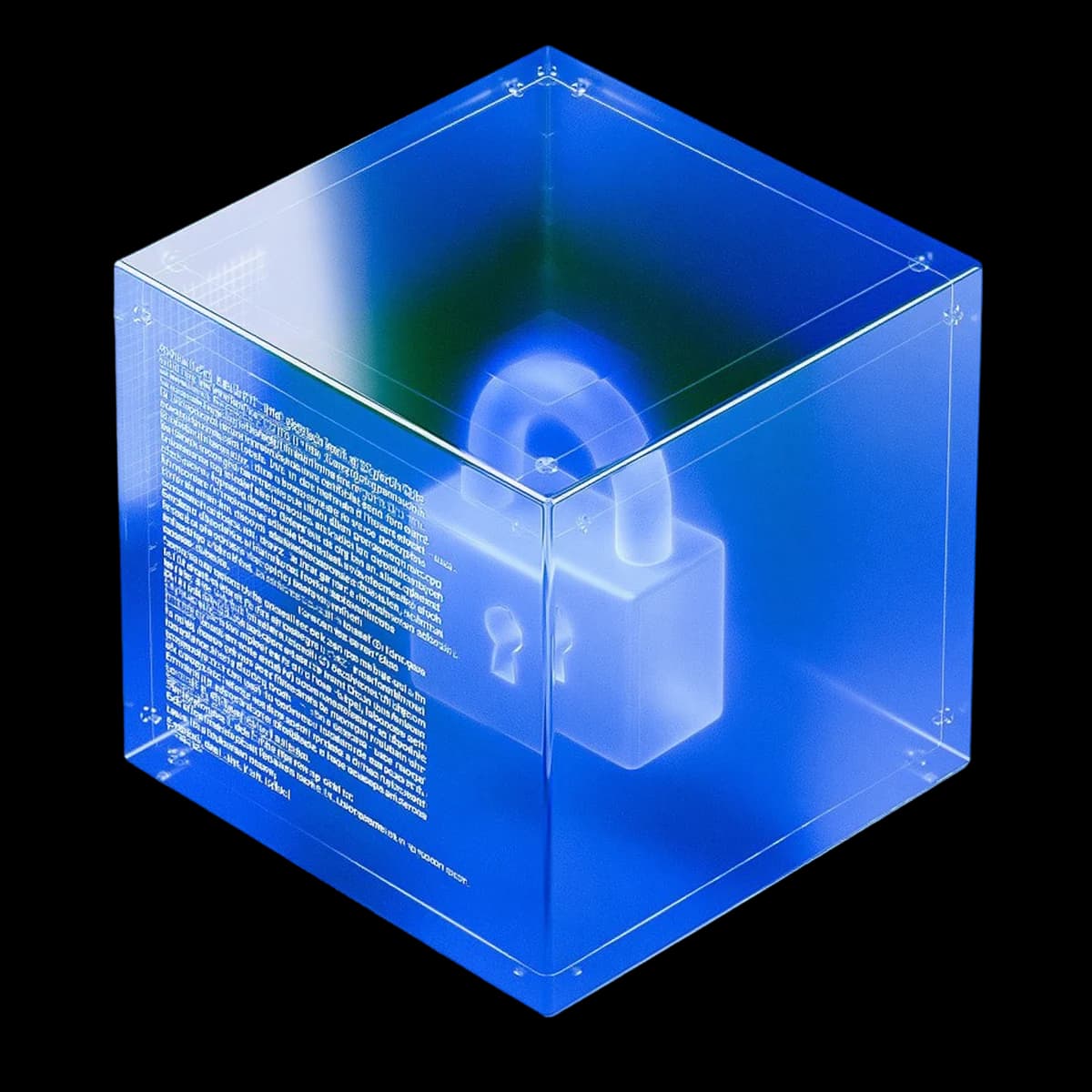 Transparent secure platform cube with an illuminated lock