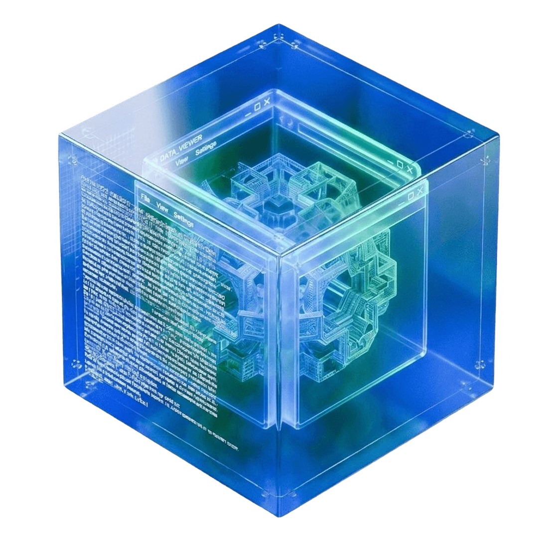 Transparent secure platform cube with an illuminated lock