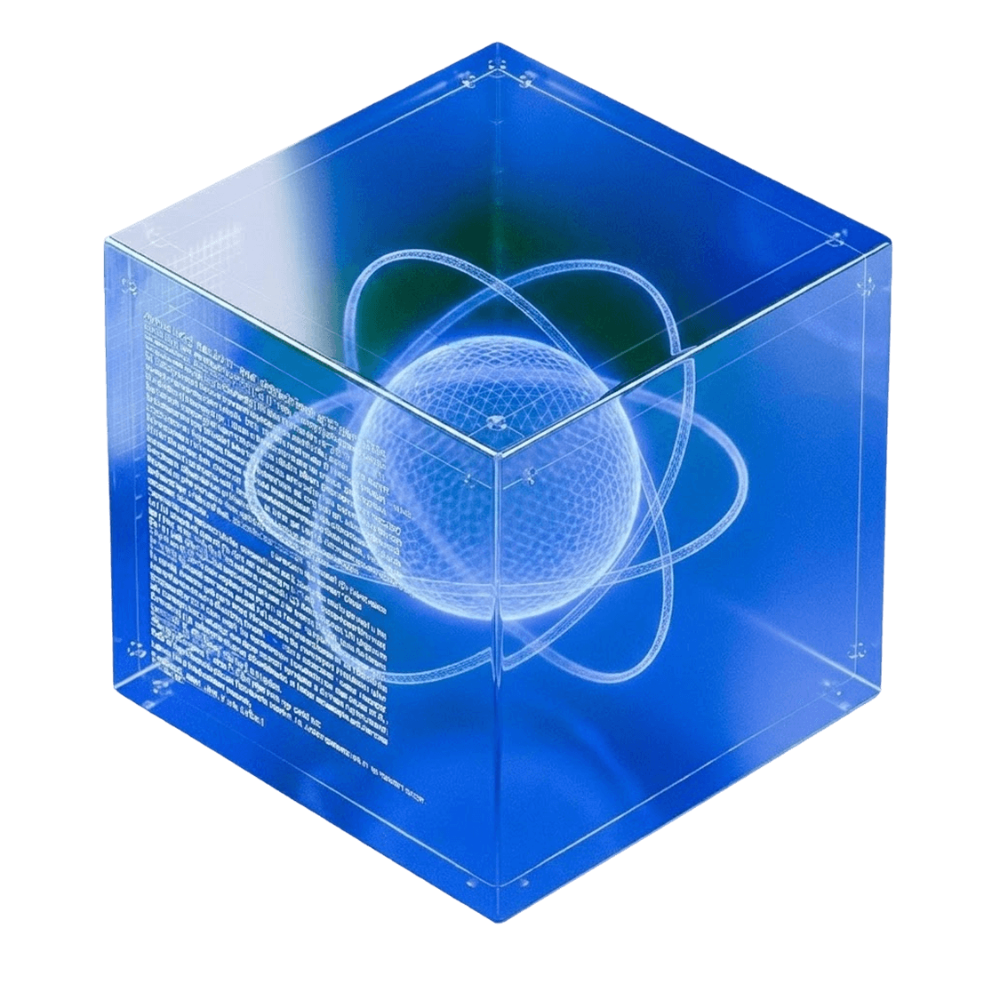 Transparent secure platform cube with an illuminated lock